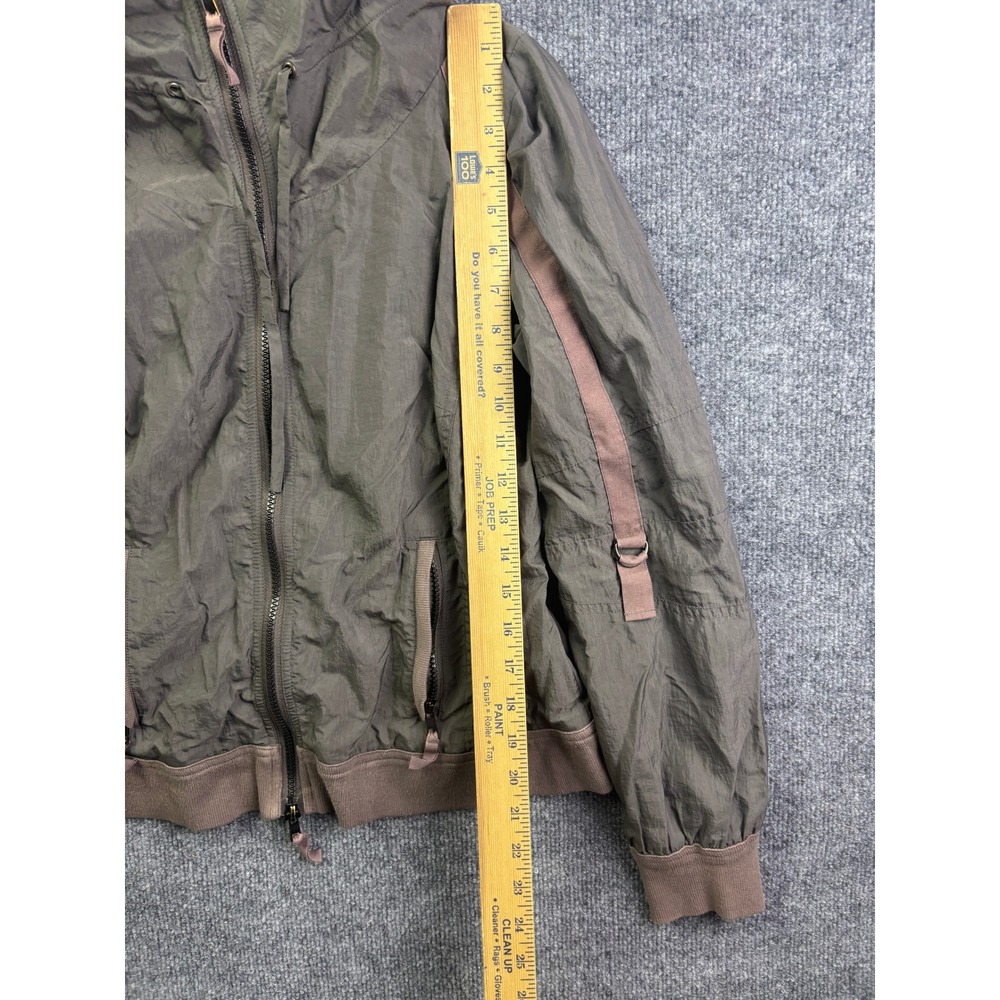 Sandwich Windbreaker Jacket Womens 38 Olive Green Zip Up Hidden Hood Utility - Picture 3 of 7